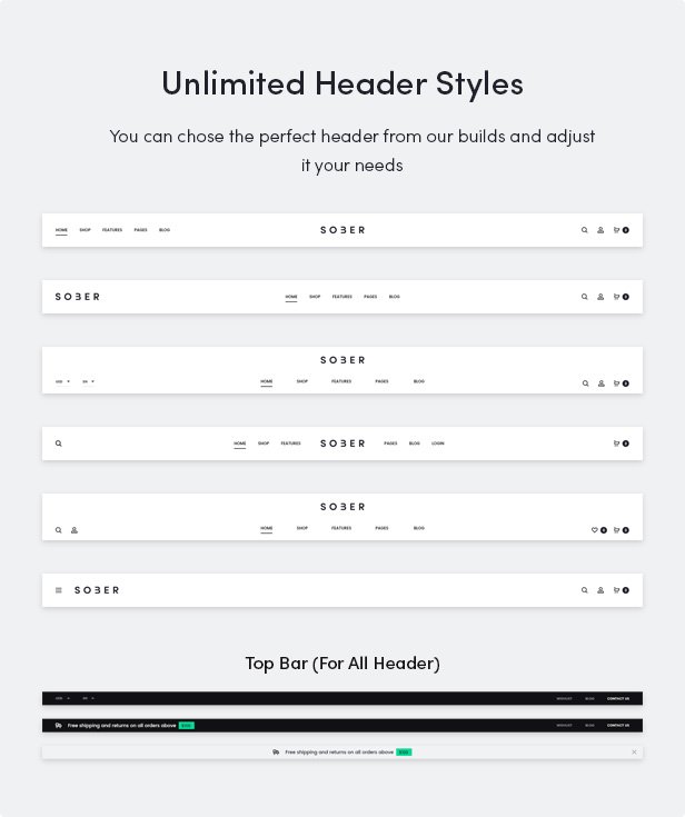 Sober WordPress theme with unlimited header styles