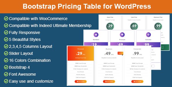 Photo of Get Bootstrap Pricing Table for WordPress Download
