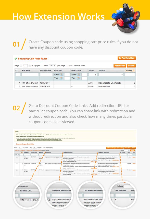Discount Coupon Code Link Extension for Magento - 5