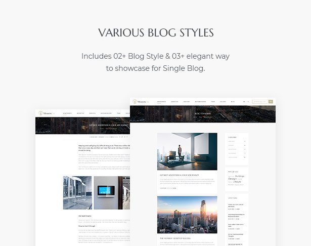 Various Blog Styles in MaisonCo - Single Property For Sale & Rent WordPress Theme