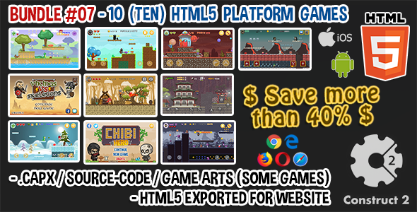 Game Bundle #07 – 10 (TEN) HTML5 Platform Games (Construct 2 .capx / Source-Code)