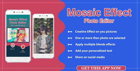 Mosaic Photo Effects , photo editor app source code