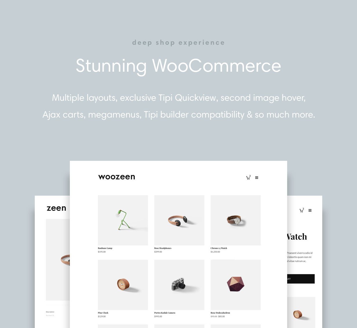 Zeen has deep WooCommerce shop Integration