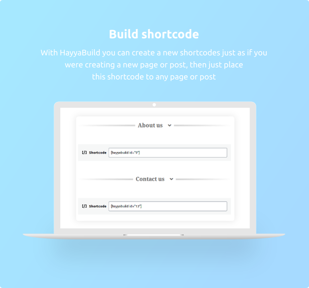 HayyaBuild - build wordpress shortcode