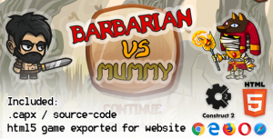 Barbarian VS Mummy HTML5 Platform Game - Construct 2 (.capx + html5 Source-code)