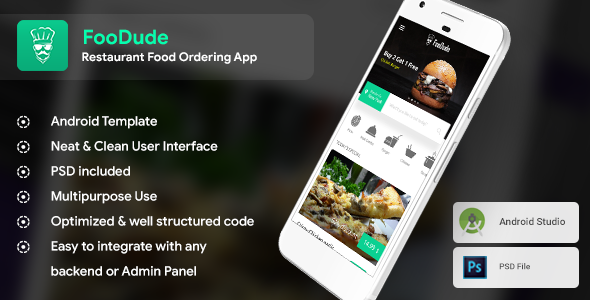 Food Ordering & Delivery Android App Template (XML Code in Android) | FooDude